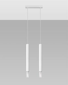 Závesné svietidlo Wezyr, 2x sklenené/biele kovové tienidlo