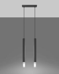 Závesné svietidlo Wezyr, 2x sklenené/čierne kovové tienidlo