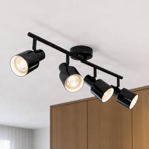 Lindby Stropné bodové svetlo Ovelia, čierny, 80 cm, 4-pl., E27, Čierna, Obývacia izba / jedáleň, kov, Moderný, Stropné svetlo