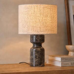 Lucande Stolová lampa Marcella, výška 45 cm, hnedá/krémová, mramor, Krémová / jantárovo žltá, Obývacia izba / jedáleň, Textil / látka / hodváb, Moderný, Stojacie svietidlo