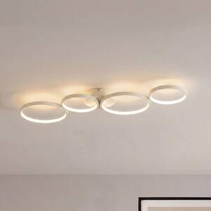 Lindby Stropné LED svetlo Evengeline, béžové, hliník, dĺžka 88 cm, Krémová / jantárovo žltá, Obývacia izba / jedáleň, kov, Moderný, Stropné svetlo