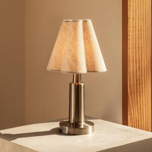 Audo Copenhagen – stolová lampa na batérie Admiral, chróm/béžová, 27 cm, textil, Krémová / jantárovo žltá, Obývacia izba / jedáleň, Plast, Dizajn, Stojacie svietidlo