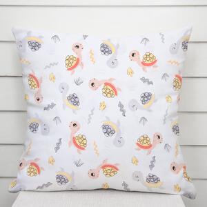 Biante Detská bavlnená obliečka na vankúš Sandra SA-373 Veselé korytnačky na bielom 30 x 50 cm
