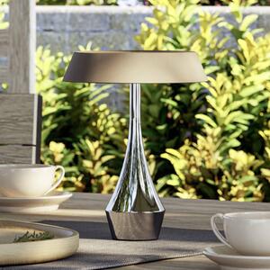 EGLO stolová LED lampa na batériu TURCIO, chróm/béžová, 20 cm, IP44,, Chrómová / strieborná, Obývacia izba / jedáleň, kov, Stojacie svietidlo