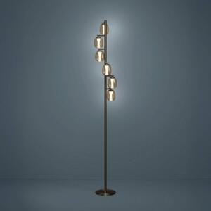 Stars of Light LED stojacia lampa FERRO, bronzová/hnedá, 156 cm, 6 ramien, Hnedá / staromosadz, Obývacia izba / jedáleň, Sklo, Stojaca lampa
