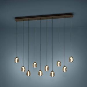 Stars of Light LED závesné svietidlo FERRO 116 cm, 10 žiaroviek, bronzová/hnedá, Hnedá / staromosadz, Obývacia izba / jedáleň, Sklo, Závesné svietidlo