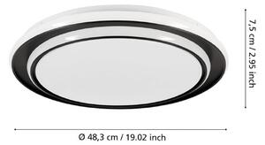 EGLO Stropné LED svetlo MOSCHETTA, čierne, Ø 49 cm,, Čierna, Obývacia izba / jedáleň, kov, Závesné svietidlo