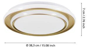 EGLO Stropné LED svetlo MOSCHETTA, zlatá farba, Ø 40 cm,, Mosadz / zlato, Obývacia izba / jedáleň, kov, Závesné svietidlo