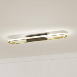EGLO Stropné LED svetlo CONIVARENA, čierna/mosadz, 69 cm,, Čierna, Obývacia izba / jedáleň, kov, Stropné svetlo polkruhové s priestorom