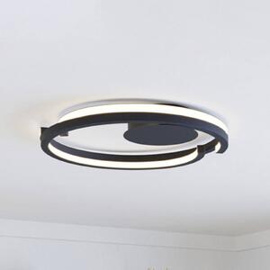 EGLO Stropné LED svetlo MEZZOMONTE, čierne, Ø 48 cm,, Čierna, Obývacia izba / jedáleň, kov, Závesné svietidlo