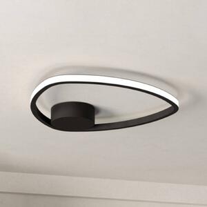 EGLO Stropné LED svetlo MOSCHELLA, čierne, Ø 38 cm,, Čierna, Obývacia izba / jedáleň, kov, Stropné svetlo polkruhové s priestorom