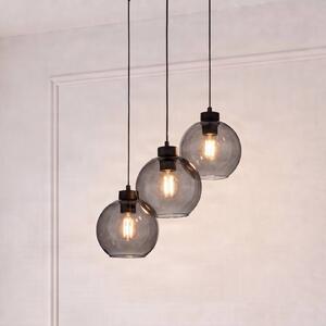 TK Lighting Závesné svietidlo Cubus, Ø 50 cm, 3 svetlá, dymovo sivá, sklo, Čierna, Obývacia izba / jedáleň, Sklo, Moderný, Závesné svietidlo