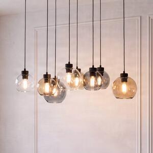 TK Lighting Závesné svietidlo Cubus, 68 cm, 8-pl., číre/medové/hnedé, sklo, Jasné / priehľadné, Obývacia izba / jedáleň, Sklo, Moderný, Závesné svietidlo