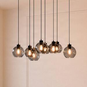 TK Lighting Závesné svietidlo Cubus, dĺžka 95 cm, 8-pl., dymovo šedá, sklo, Čierna, Obývacia izba / jedáleň, Sklo, Moderný, Závesné svietidlo