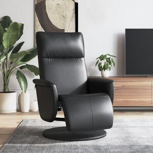 Maison Exclusive – Relaxačné kreslo s podnožkou, čierna umelá koža