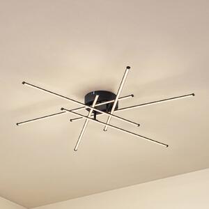 Lindby stropné LED svetlo Elviano, Ø 80 cm, čierne, 3 000 K, Čierna, Obývacia izba / jedáleň, Hliník, Moderný, Stropné svetlo