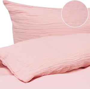 Súprava posteľnej bielizne pastelová ružová bavlnený mušelín 150 x 200 cm sada obliečok na paplón a 2 vankúše moderná spálňa