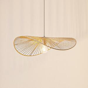 Lindby závesné svietidlo Valdorin, béžové, papier, dĺžka 75 cm, Krémová / jantárovo žltá, Obývacia izba / jedáleň, Papier / lunolit / lunopal, Moderný, Závesné svietidlo