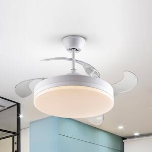 LED stropný ventilátor Vento biela/dymovo sivá DC, Ø 100 cm tichý, Hliník / sivá / zinok, Obývacia izba / jedáleň, kov, Moderný