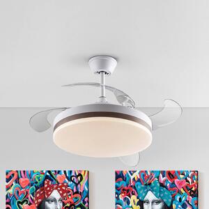 LED stropný ventilátor Vento biely/bronzový/dymový Ø 100 cm tichý, Hliník / sivá / zinok, Obývacia izba / jedáleň, kov, Moderný