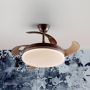 LED stropný ventilátor Vento hnedý/dymovo sivý DC Ø 100 cm tichý, Hliník / sivá / zinok, Obývacia izba / jedáleň, kov, Moderný