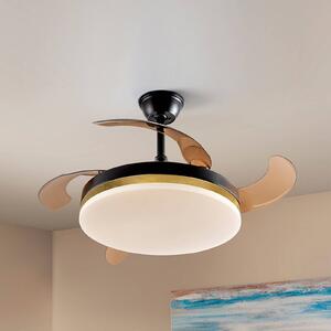 LED stropný ventilátor Vento čierny/zlatý/dymový Ø 100 cm tichý, Hliník / sivá / zinok, Obývacia izba / jedáleň, kov, Moderný