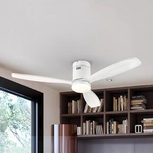 LED stropný ventilátor Siroco, biely, Ø 132 cm, tichý,, Biela / opálová, Obývacia izba / jedáleň, kov, Moderný