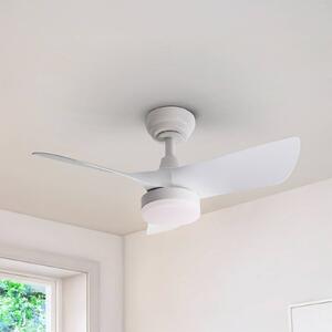 LED stropný ventilátor Tropic, biely, Ø 76 cm, tichý,, Biela / opálová, Obývacia izba / jedáleň, kov, Moderný