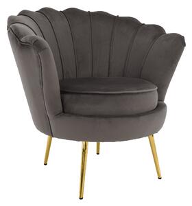 Kreslo Art-deco, sivohnedá Velvet látka/gold chróm zlatý, NOBLEO