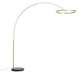Dizajnová oblúková stojaca lampa zlatá vrátane LED s 3-stupňovým stmievaním - Anello