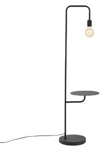 Moderná stojaca lampa čierna s okrúhlym stolíkom - Ostrich