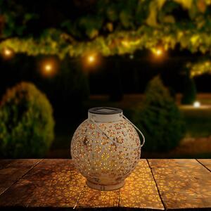 LED solárna lampa 52854, biela, kov, 20 cm, IP44, sada 2 ks, Biela / opálová, kov, Lampáš