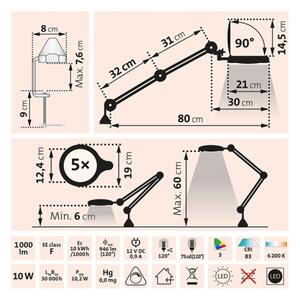 Extol - LED stmievateľná stolná lampa s lupou LED/10W/230V biela