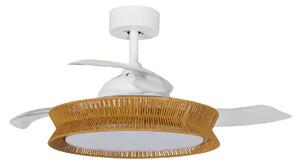 Stropné Lampa Lucande, Lineta, stmievateľné, Béžová, Obývacia izba, Drevo, Rustikálny