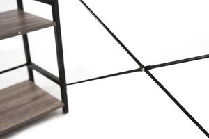 Tutumi, priemyselný pracovný stôl s regálom 120x49x120,5 cm, čierna-dub, MEB-06000
