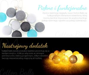 Tutumi Cotton Balls, LED svietiace guličky 200cm 10ks FL-01, tmavo-sivá, BAL-00005