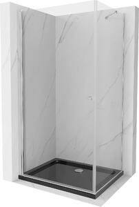 Mexen Pretoria, sprchovací kút 70 (dvere) x 80 (stena) cm, 6mm číre sklo, chrómový profil + čierna sprchová vanička, 852-070-080-01-00-4070