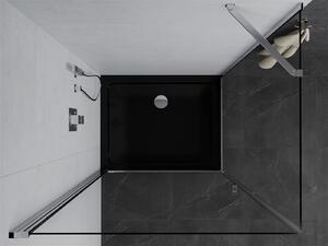 Mexen Pretoria, sprchovací kút 90 (dvere) x 70 (stena) cm, 6mm číre sklo, chrómový profil + čierna sprchová vanička, 852-090-070-01-00-4070
