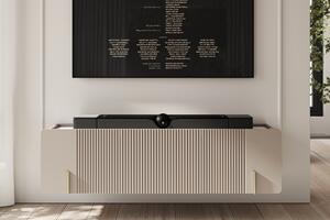 Závesný TV stolík Malmi 150 cm - kašmírová / crema bianca / zlatá