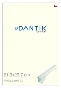 DANTIK rám na obraz 21x29,7 | ALU Bílá matná (Sklo Čiré)