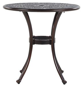 Záhradný jedálenský stôl hnedý hliníkový okrúhly 65 cm vonkajší vintage štýl záhrada exteriér