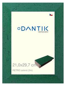 DANTIK rám na obraz 21x29,7 | RETRO zelená (Sklo Čiré)