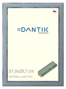 DANTIK rám na obraz 21x29,7 | AKVAREL modrá (Sklo Čiré)