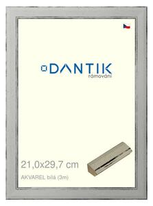 DANTIK rám na obraz 21x29,7 | AKVAREL Bílá (Sklo Čiré)