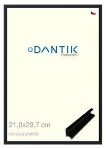 DANTIK rám na obraz 21x29,7 | ALU Černá matná (Sklo Čiré)