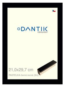 DANTIK rám na obraz 21x29,7 | PASTELKA černá rovná (Sklo Čiré)
