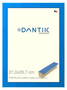 DANTIK rám na obraz 21x29,7 | PASTELKA světle modrá rovná (Sklo Čiré)