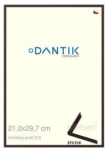 DANTIK rám na obraz 21x29,7 | ALU Dýha wenge tmavá (Sklo Čiré)