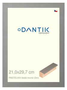 DANTIK rám na obraz 21x29,7 | PASTELKA šedá rovná (Sklo Čiré)