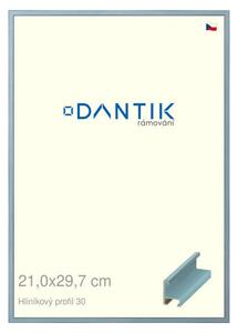 DANTIK rám na obraz 21x29,7 | ALU Dýha barevná modrá pastel (Sklo Čiré)